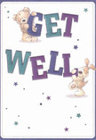 This bright and cheerful get well card brims with the kind of gentle positivity that feels at home in West Green's welcoming lanes. Two endearing characters-a plush brown bear and a floppy-eared puppy-appear to leap from the card, each joyfully supporting large, colourful 'Get Well' letters. The bold, confident hues of teal, deep purple, and aqua stand out vibrantly against a soft, creamy background, much like a hand-tied bouquet delivered to a neighbour on a quiet Green Lanes morning. Scattered stars of varying blues and purples dance across the design, creating a playful, hopeful atmosphere. One can almost sense the soft textures of fur and the bright, smiling faces, as if a friendly word and a soothing floral arrangement from Florist West Green have been captured in art. This card serves as an emotional balm, radiating comfort and sincere encouragement for anyone on the mend in our local community.